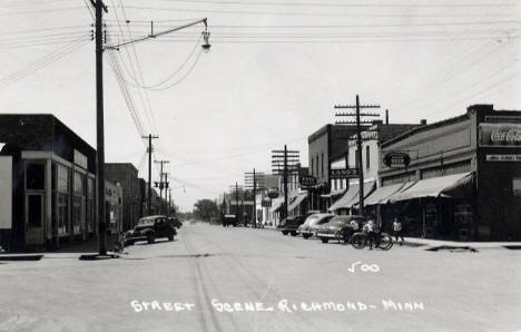 Street scene, Richmond Minnesota, 1950's