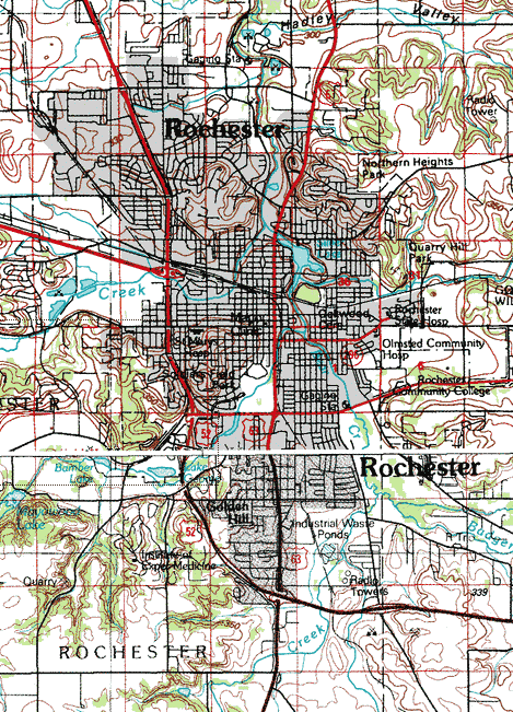 Topographic map of the Rochester Minnesota