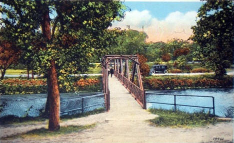 Footbridge over the Zumbro River, Rochester Minnesota, 1930's