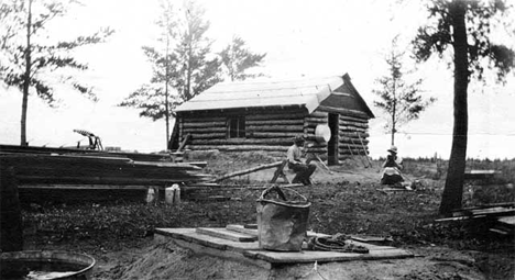 Log cabin on a claim, Roosevelt Minnesota, 1925