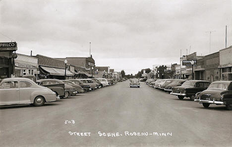 Street scene, Roseau Minnesota, 1950's