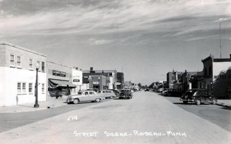 Street Scene, Roseau Minnesota, 1940's