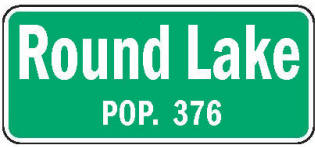 Round Lake Minnesota population sign
