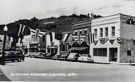 Downtown Rushford Minnesota, 1950's
