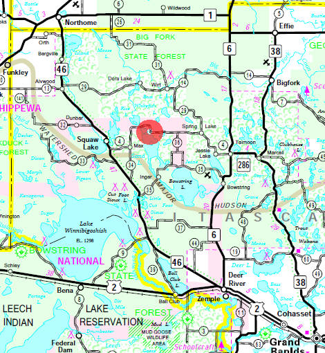 Minnesota State Highway Map of the Sand Lake Minnesota area