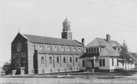 Our Lady of the Angels Church and Rectory, Sauk Centre Minnesota, 1920's?