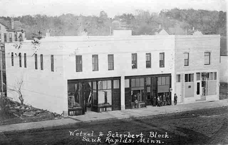 Wetzel and Scherbert Block, Sauk Rapids Minnesota, 1909