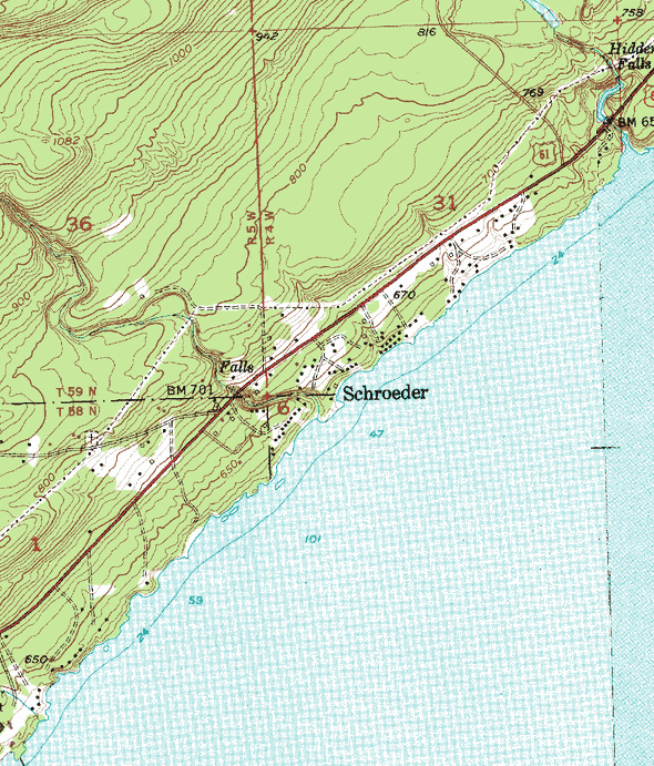 Topographic map of the Schroeder Minnesota area