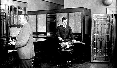 Interior of bank, Sebeka Minnesota, 1917