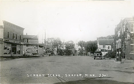 Street Scene, Shafer Minnesota, 1920's?