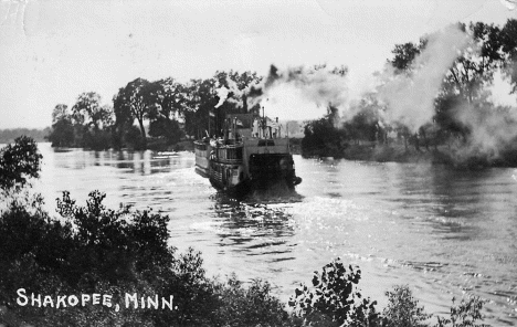 Paddleboat on Minnesota River, Shakopee Minnesota, 1910's
