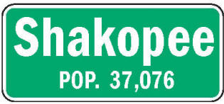 Shakopee Minnesota population sign