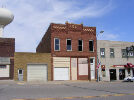 Street scene including former IOOF Hall. Sherburn Minnesota, 2014