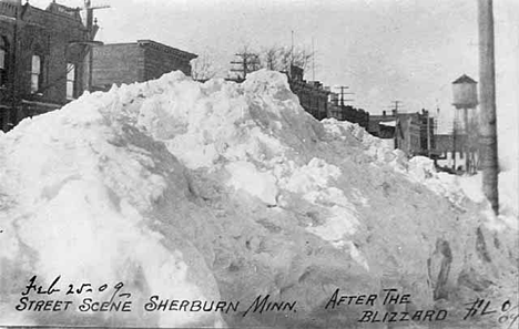 Street scene after blizzard, Sherburn Minnesota, 1909