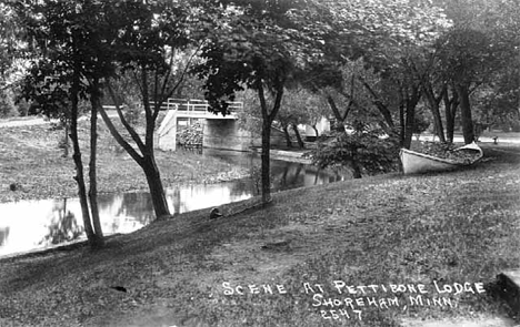 Canal scene at Pettibone Lodge, Shoreham Minnesota, 1930