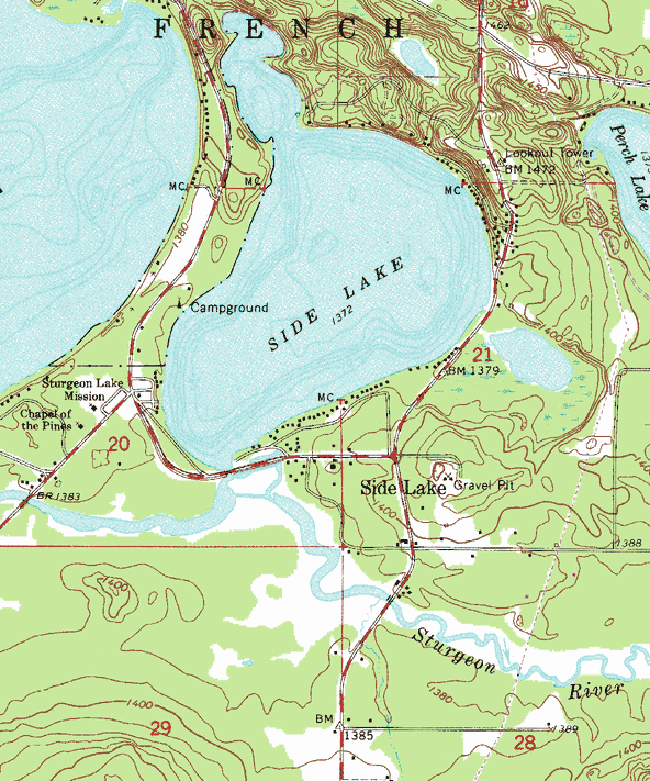 Topographic map of the Side Lake Minnesota area