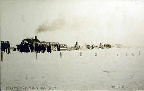 Snow Plow Train, Sleepy Eye Minnesota, 1909