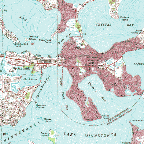 Topographic map of the Spring Park Minnesota area