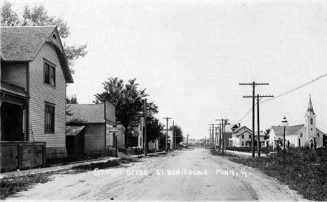 Street scene, St. Bonifacius Minnesota, 1913