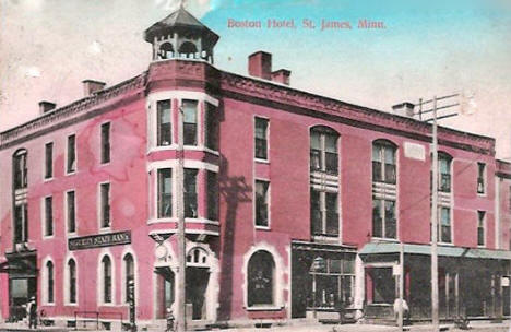 Boston Hotel, St. James Minnesota, 1909