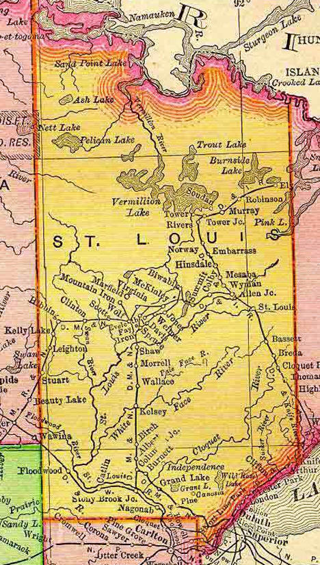 1895 Map of St. Louis County Minnesota