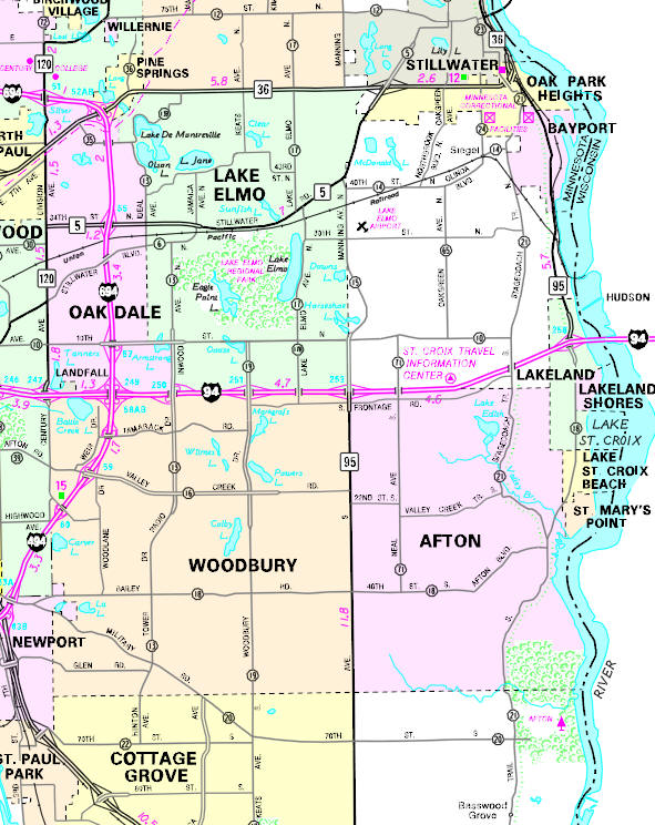 Minnesota State Highway Map of the St. Mary's Point Minnesota area