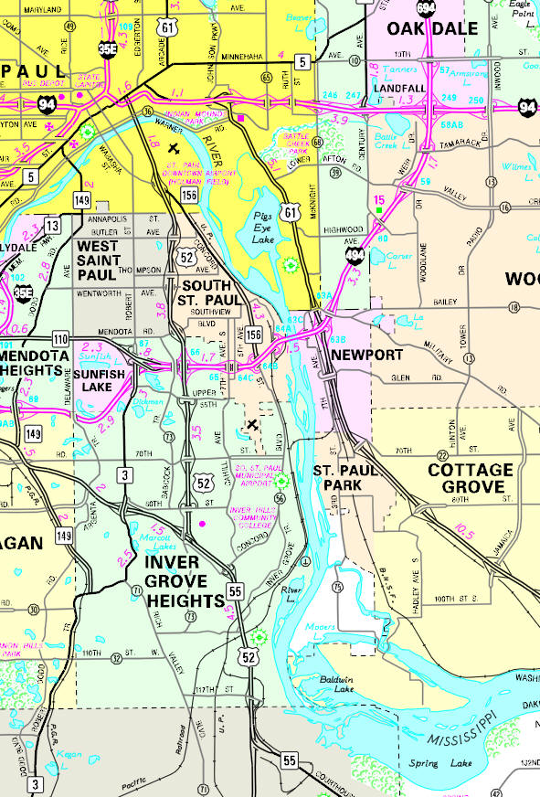Minnesota State Highway Map of the St. Paul Park Minnesota area