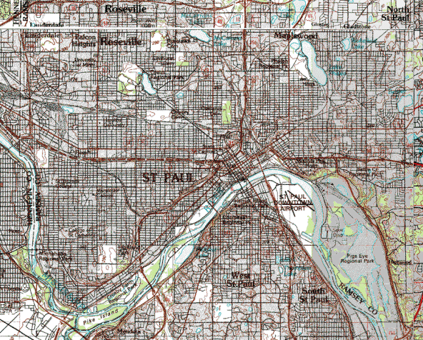 Topographic Map of the St. Paul Minnesota area