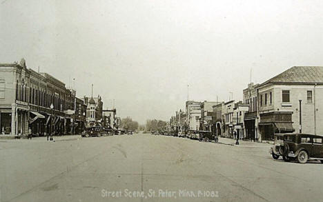 Street scene, St. Peter Minnesota, 1938