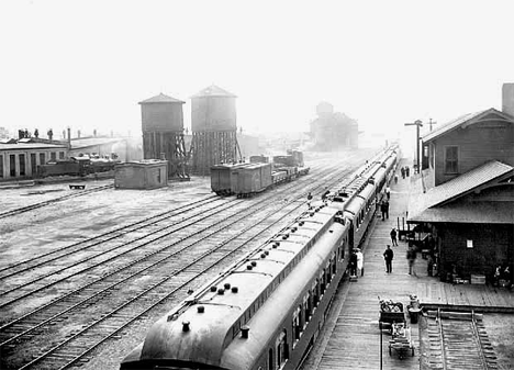 Railroad yards and depot, Staples Minnesota, 1910