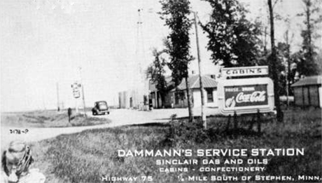 Damman's Service Station, Stephen Minnesota, 1940's
