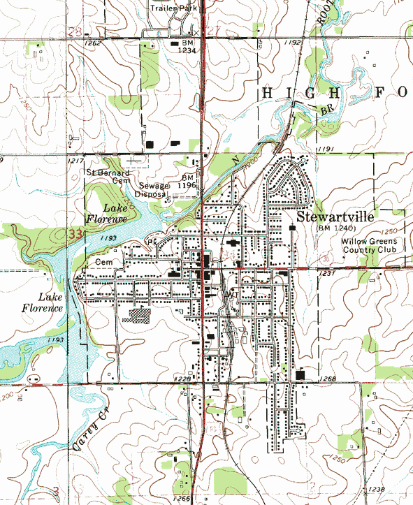 Topographic map of the Stewartville Minnesota area