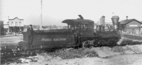 Itasca Railroad engine leaving Deer River Minnesota for Suomi Minnesota
