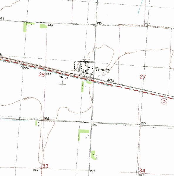 Topographic map of the Tenney Minnesota area