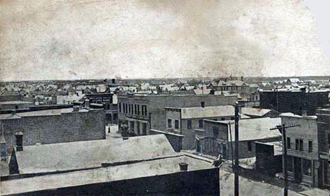 Birds eye view looking northeast from auditorium, Thief River Falls Minnesota, 1908