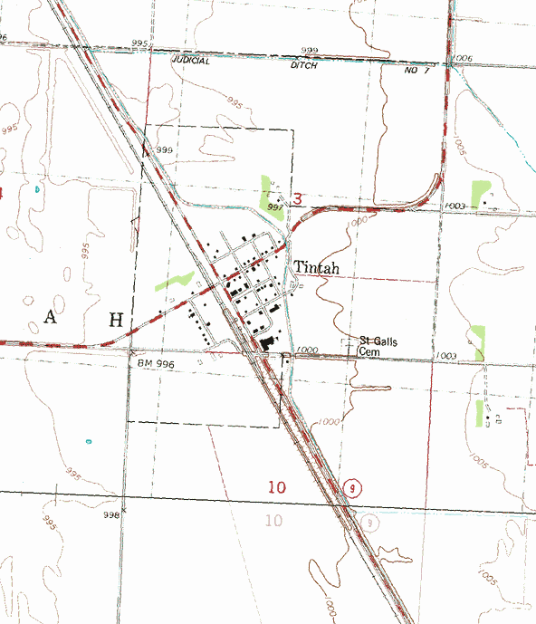 Topographic map of the Tintah Minnesota area