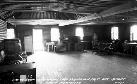 Dining room, Pike Bay Resort on Lake Vermilion near Tower Minnesota, 1940