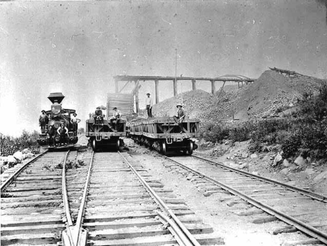 Locomotive and cars at Tower-Soudan mine, 1890