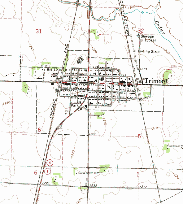 Topographic map of the Trimont Minnesota area