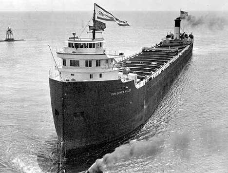 View of the Governor Miller of the Pittsburgh Steamship Company at Two Harbors Minnesota, 1940