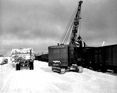Loading pulp for J.C. Campbell Company, north of Two Harbors Minnesota, 1950