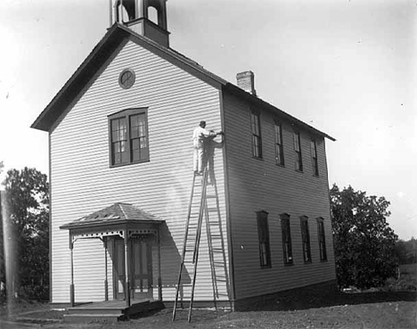 Painting the school, Underwood Minnesota, 1910