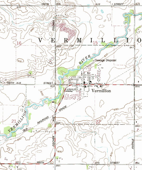 Topographic map of the Vermillion Minnesota area