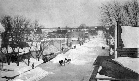 Winter street scene, Vernon Center Minnesota, 1910's