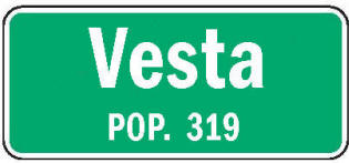 Vesta Minnesota population sign
