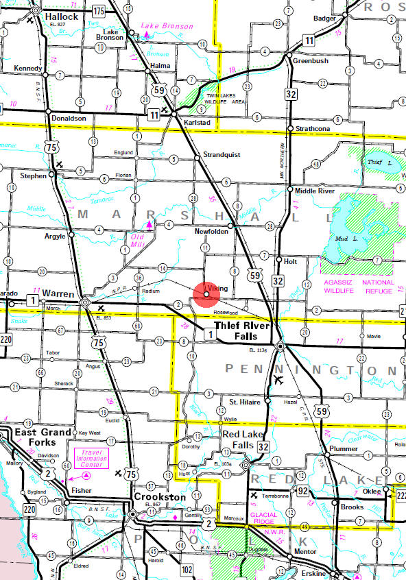 Minnesota State Highway Map of the Viking Minnesota area