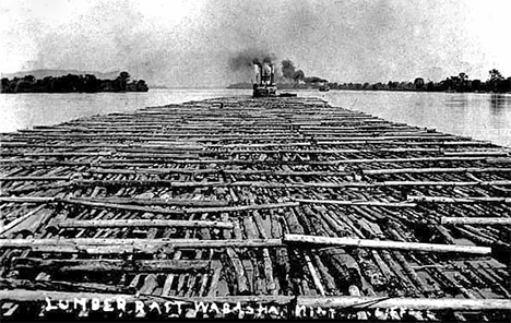 Lumber raft at Wabasha Minnesota, 1910