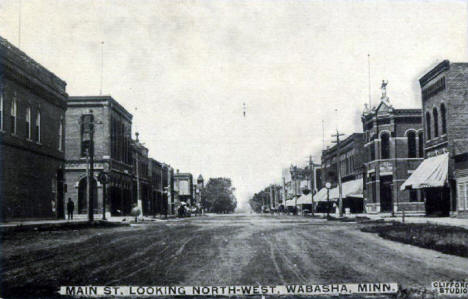 Main Street looking northwest, Wabasha Minnesota, 1913