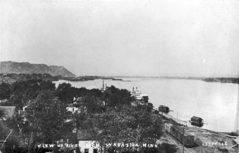 View Up River of Wabasha Minnesota, 1908