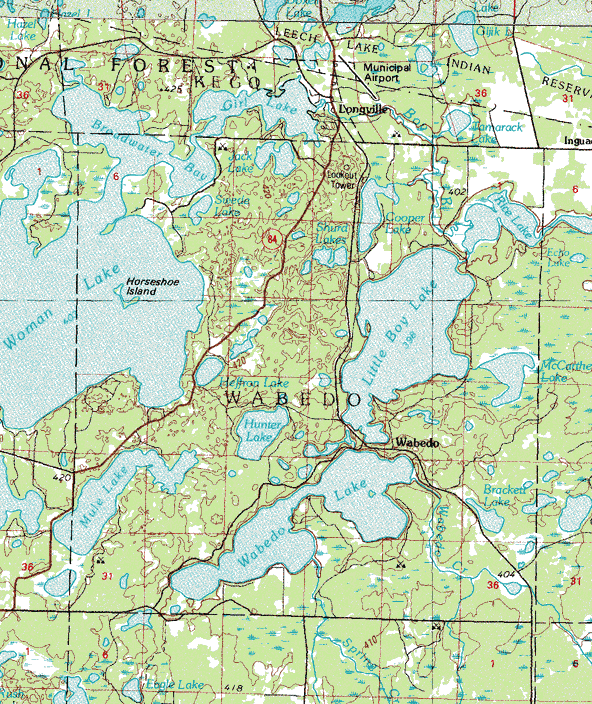 Topographic map of Wabedo Twonship Minnesota